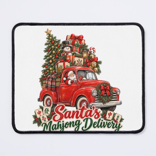 Item preview, Santa Mahjong Delivery Christmas Vintage Truck Asian Holiday Santa Mahjong designed and sold by LandFinStudio.