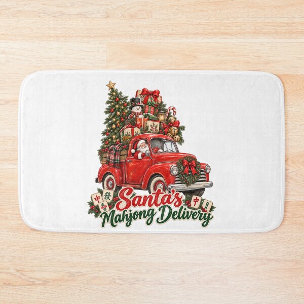 Item preview, Santa Mahjong Delivery Christmas Vintage Truck Asian Holiday Santa Mahjong designed and sold by LandFinStudio.