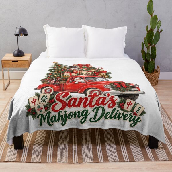 Item preview, Santa Mahjong Delivery Christmas Vintage Truck Asian Holiday Santa Mahjong designed and sold by LandFinStudio.
