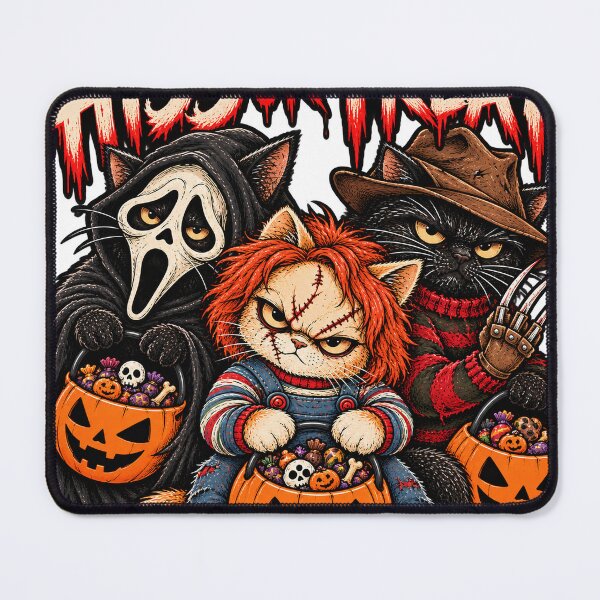 Item preview, Hiss or Treat Funny Horror Movie Cats Halloween T-Shirt Design designed and sold by KIDEnia.