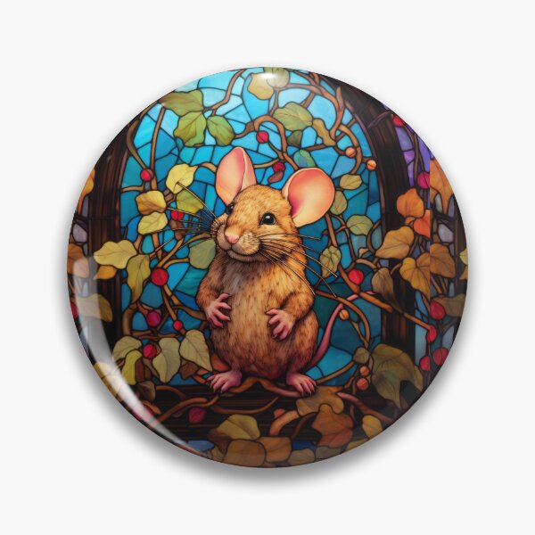 Item preview, Stained Glass Little Mouse in Botanical Garden designed and sold by pinkal.