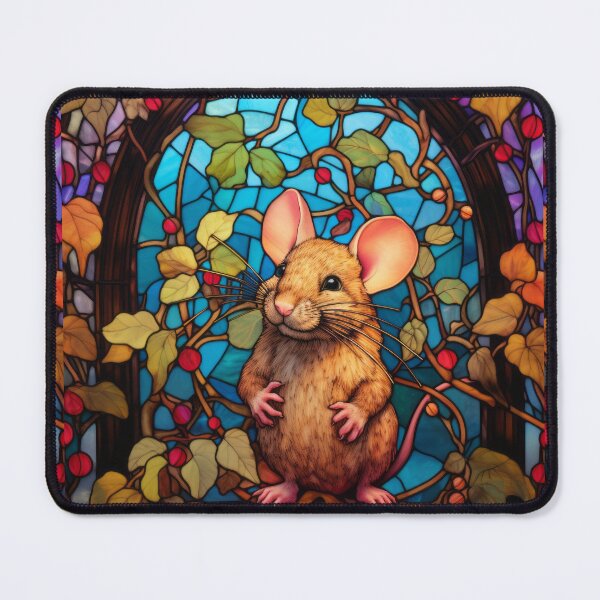 Item preview, Stained Glass Little Mouse in Botanical Garden designed and sold by pinkal.