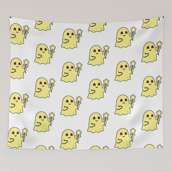 Item preview, Yellow Ghost with Kawaii Flower Halloween Spring Groovy designed and sold by AstronautMerch.