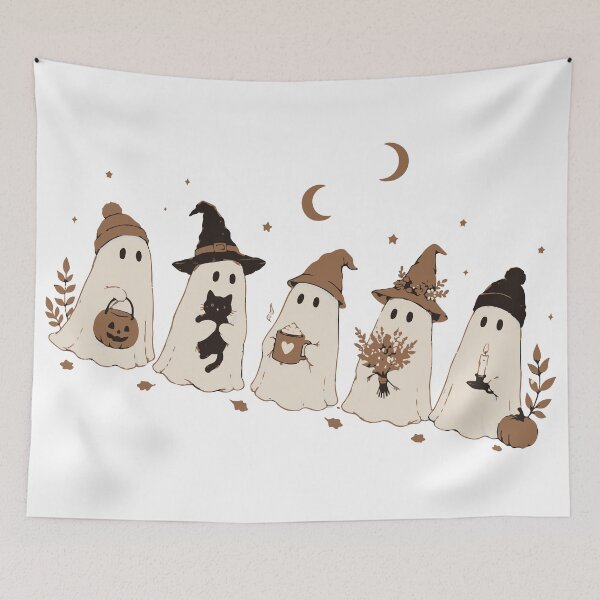 Item preview, Cute Ghosts Halloween Witch Neutral Fall Boho designed and sold by CreativeBrains7.