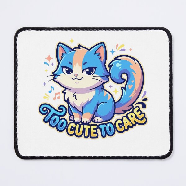 Item preview, Too Cute To Care Sassy Blue Cat Funny Cartoon  designed and sold by mood-draftsman.