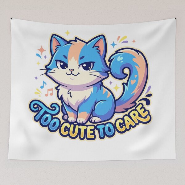 Item preview, Too Cute To Care Sassy Blue Cat Funny Cartoon  designed and sold by mood-draftsman.