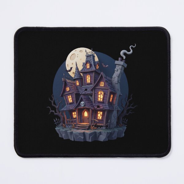 Item preview, Spooky 3D Cartoon Haunted House with Full Moon designed and sold by ViralVectra.