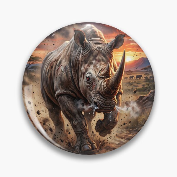 Item preview, Charging Rhino Running Across African Savanna designed and sold by Lucid Dream Pixel.