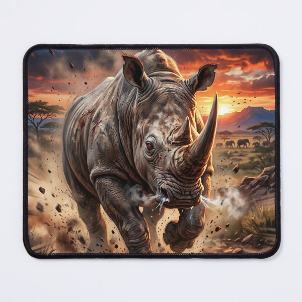 Item preview, Charging Rhino Running Across African Savanna designed and sold by Lucid Dream Pixel.