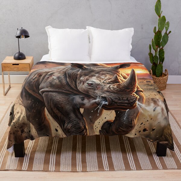 Item preview, Charging Rhino Running Across African Savanna designed and sold by Lucid Dream Pixel.