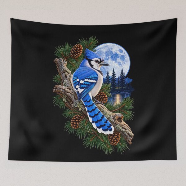 Item preview, Blue Jay Under Full Moon designed and sold by RockitBaby.