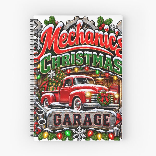 Item preview, Mechanics Christmas Garage Classic Red Pickup designed and sold by 198tees.