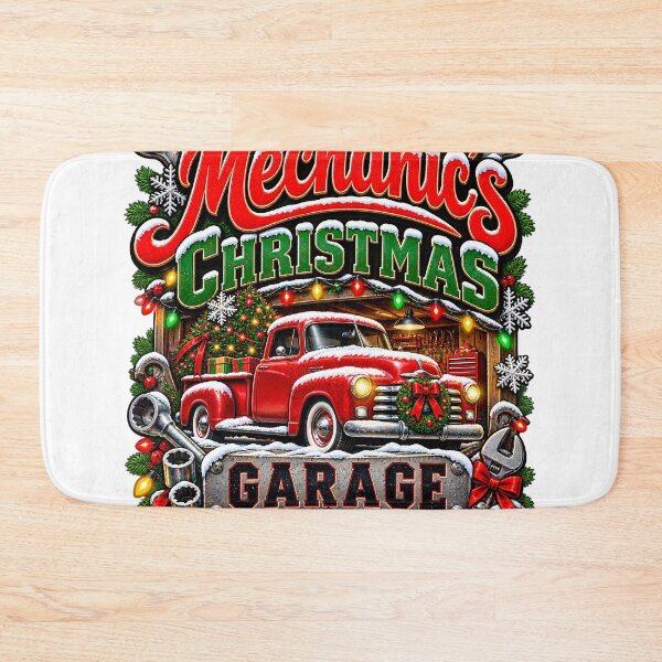 Item preview, Mechanics Christmas Garage Classic Red Pickup designed and sold by 198tees.