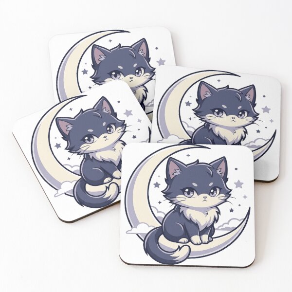 Item preview, Celestial Cat Moon Stars Magic Cute Anime Kitty  designed and sold by mood-draftsman.