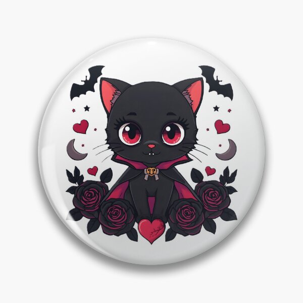 Item preview, Gothic Black Cat Vampire | Cute Dark Cat With Roses & Bats designed and sold by dreamz-world.