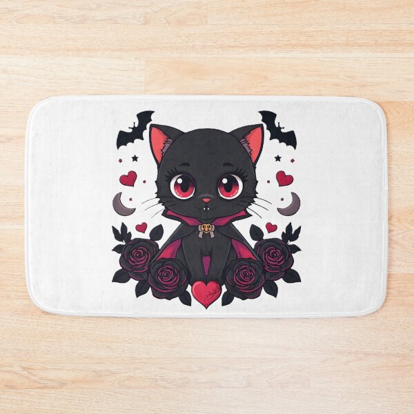 Item preview, Gothic Black Cat Vampire | Cute Dark Cat With Roses & Bats designed and sold by dreamz-world.