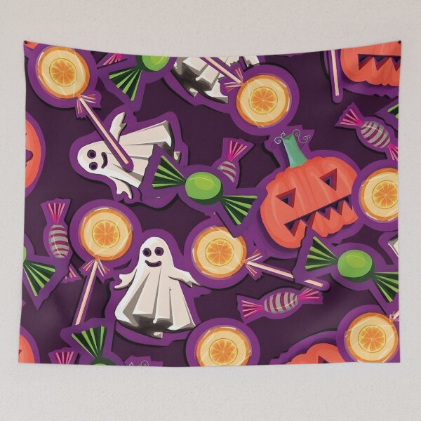 Item preview, Fun Halloween Seamless Pattern with Ghosts, Pumpkins, and Sweets designed and sold by interdesigner.