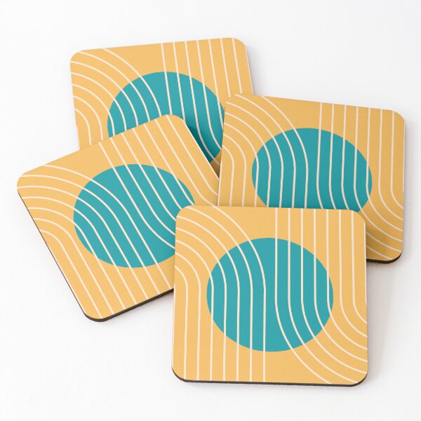 Item preview, Mid Century Modern Abstract Geometric Teal and Mustard designed and sold by nineFlorals.