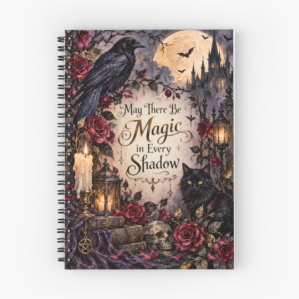 Item preview, May There Be Magic in Every Shadow – Gothic Raven, Black Cat & Moon designed and sold by blankTeeShirt.