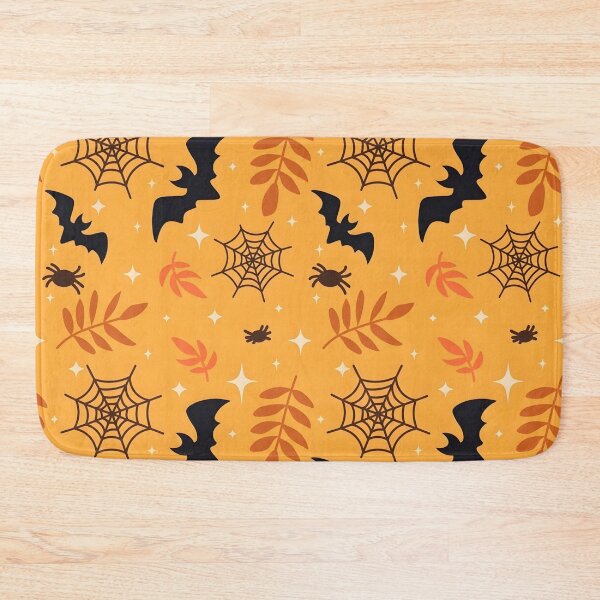 Item preview, Spooky Halloween Seamless Pattern with Flying Bats, Spider Webs, and Autumn Leaves designed and sold by interdesigner.