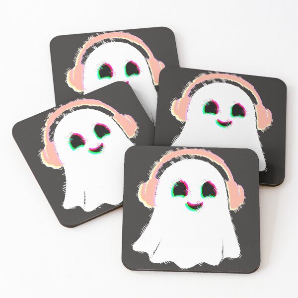 Item preview, Ghost with Headphones Glitch Music Halloween Vaporwave DJ designed and sold by AstronautMerch.