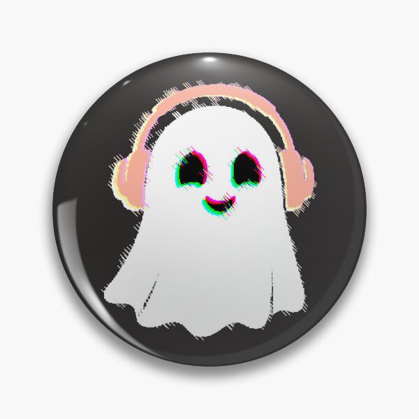 Item preview, Ghost with Headphones Glitch Music Halloween Vaporwave DJ designed and sold by AstronautMerch.