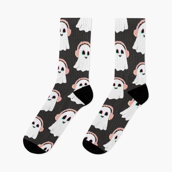 Item preview, Ghost with Headphones Glitch Music Halloween Vaporwave DJ designed and sold by AstronautMerch.