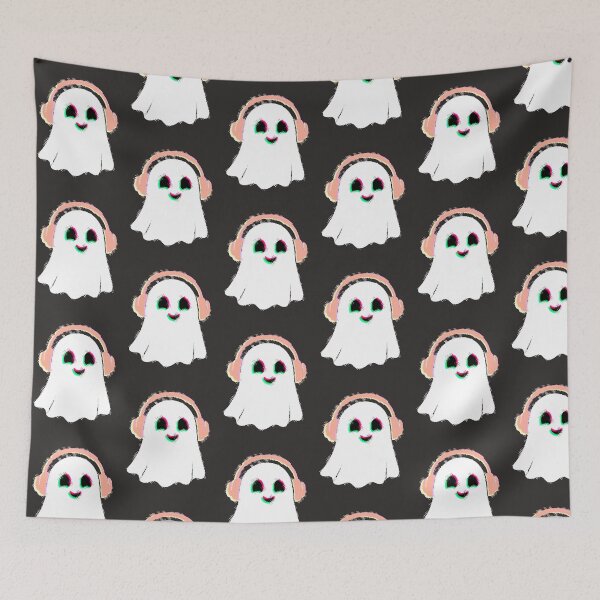 Item preview, Ghost with Headphones Glitch Music Halloween Vaporwave DJ designed and sold by AstronautMerch.