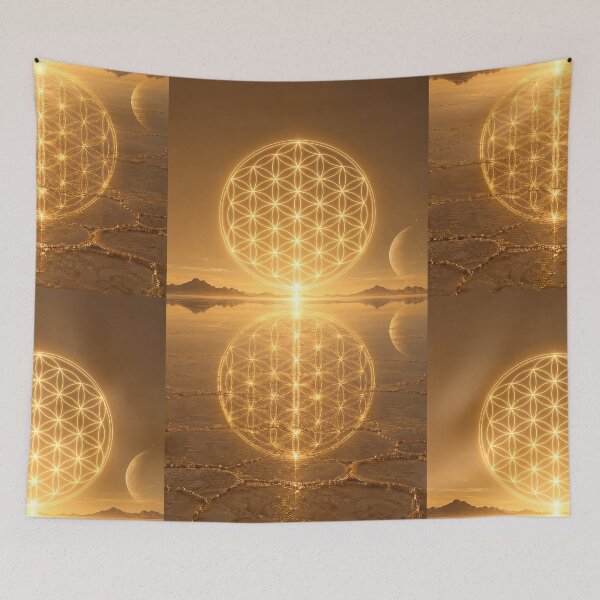 Item preview, Glowing Gold Flower of Life Over Salt Flats designed and sold by monkeybusiness.pt.