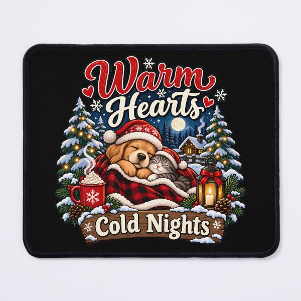 Item preview, Warm Hearts Cold Nights – Cozy Christmas Dog and Cat designed and sold by SVALANART.