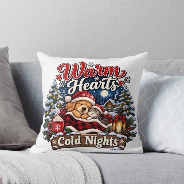 Item preview, Warm Hearts Cold Nights – Cozy Christmas Dog and Cat designed and sold by SVALANART.
