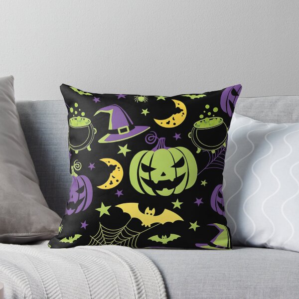 Item preview, Spooky Halloween Seamless Pattern with Pumpkins, Witch Hats, and Cauldrons designed and sold by interdesigner.