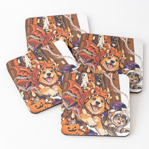 Item preview, Dog Dragon and Astronaut Cat Halloween designed and sold by Artistikastore.