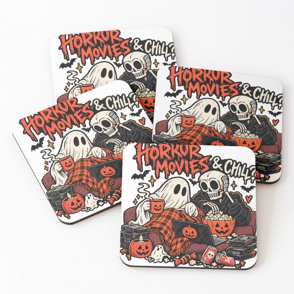 Item preview, Horror Movies & Chill Ghost and Skeleton Halloween T-Shirt Design designed and sold by KIDEnia.