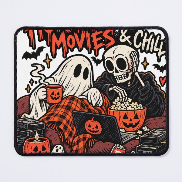Item preview, Horror Movies & Chill Ghost and Skeleton Halloween T-Shirt Design designed and sold by KIDEnia.