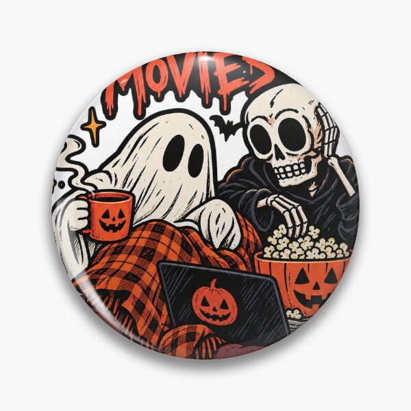 Item preview, Horror Movies & Chill Ghost and Skeleton Halloween T-Shirt Design designed and sold by KIDEnia.