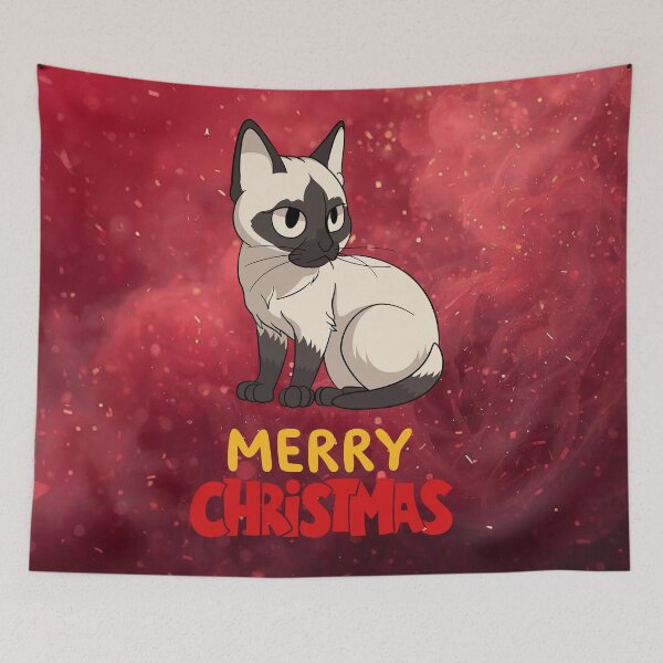 Item preview, Cute Siamese Cat Merry Christmas Holiday Art designed and sold by stormk10.