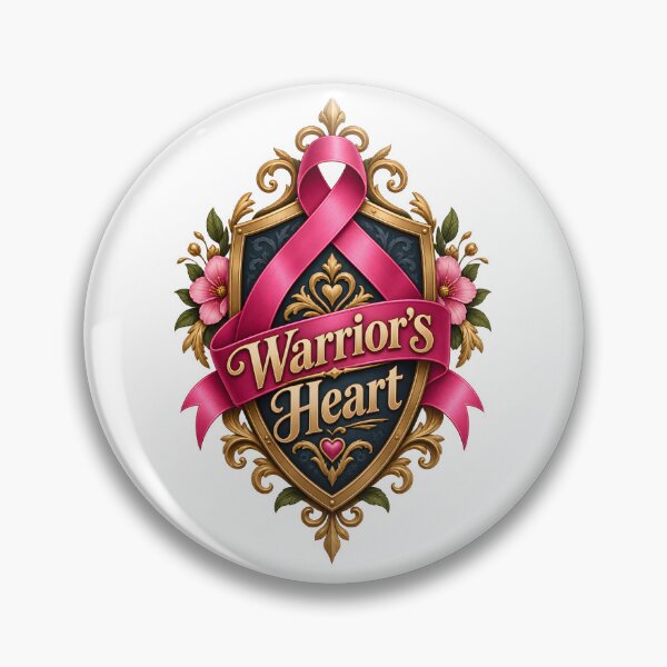 Item preview, Warriors Heart Noble Shield Ribbon Cancer Fighter designed and sold by UniversPlant | Blooming with Hope.