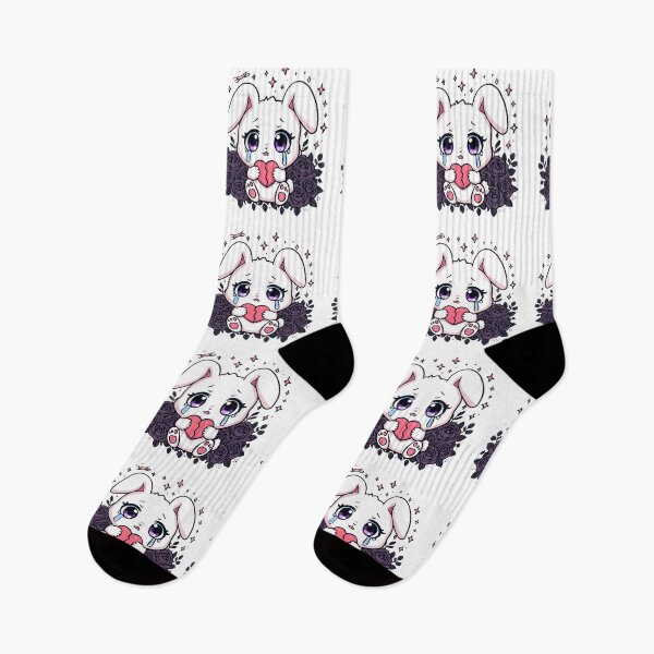 Item preview, Crying Bunny With Broken Heart | Sad Kawaii Bunny & Black Roses designed and sold by dreamz-world.