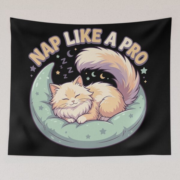 Item preview, Nap Like A Pro Cozy Sleeping Cat Cute Funny Quote    designed and sold by mood-draftsman.