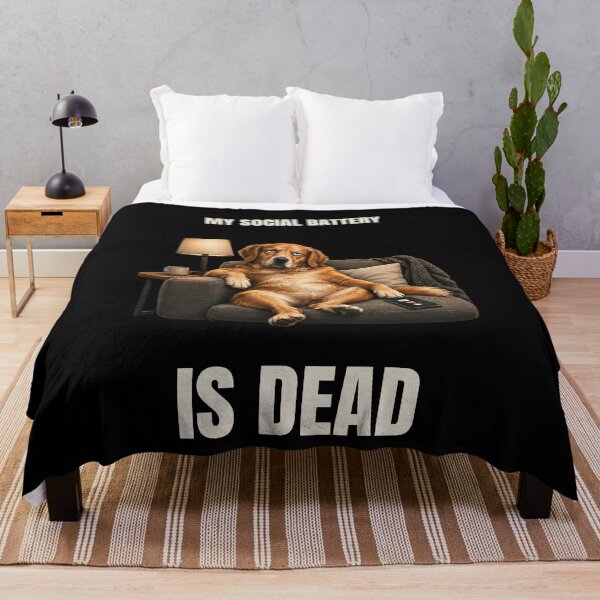 Item preview, My Social Battery Is Dead – Funny Introvert Dog Humor designed and sold by GeekAnglerStore.