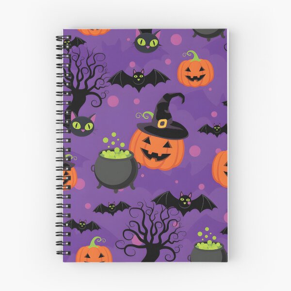 Item preview, Spooky Halloween Seamless Pattern with Pumpkins, Black Cats, and Cauldrons designed and sold by interdesigner.