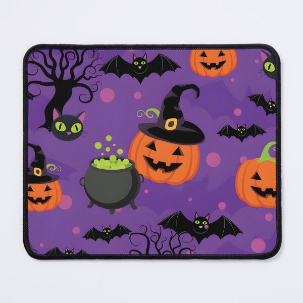 Item preview, Spooky Halloween Seamless Pattern with Pumpkins, Black Cats, and Cauldrons designed and sold by interdesigner.