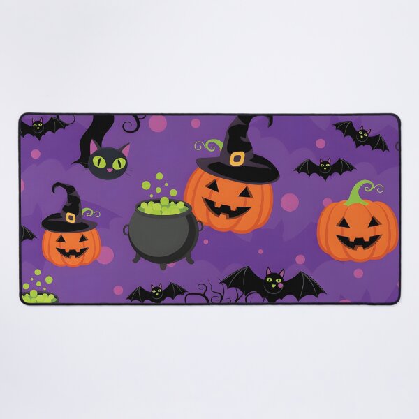 Item preview, Spooky Halloween Seamless Pattern with Pumpkins, Black Cats, and Cauldrons designed and sold by interdesigner.