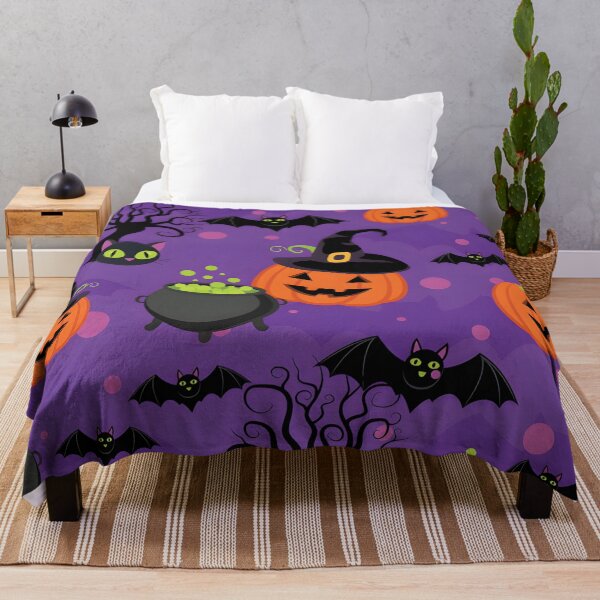 Item preview, Spooky Halloween Seamless Pattern with Pumpkins, Black Cats, and Cauldrons designed and sold by interdesigner.