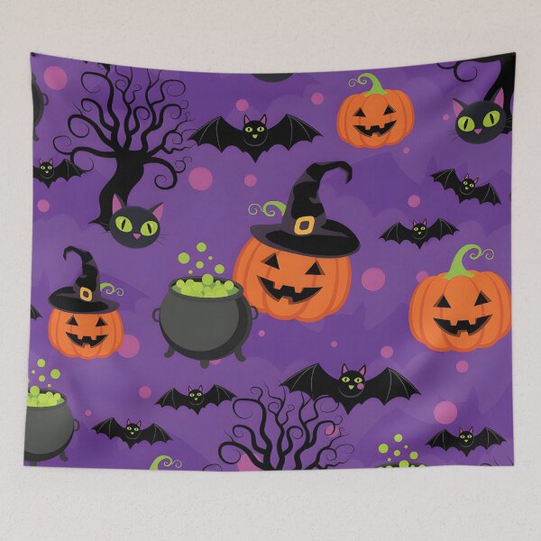 Item preview, Spooky Halloween Seamless Pattern with Pumpkins, Black Cats, and Cauldrons designed and sold by interdesigner.