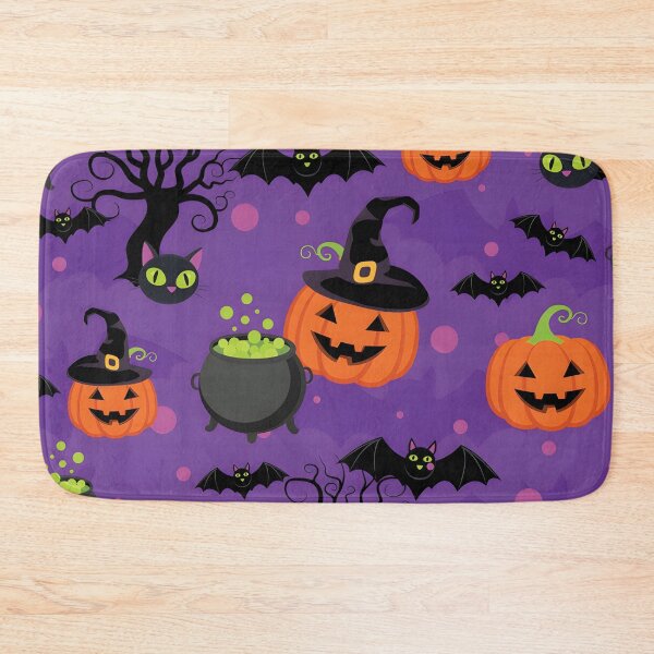 Item preview, Spooky Halloween Seamless Pattern with Pumpkins, Black Cats, and Cauldrons designed and sold by interdesigner.