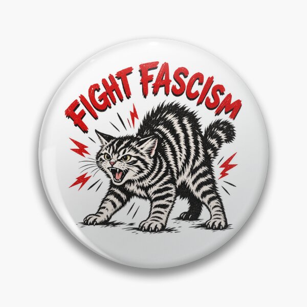 Item preview, Fight Fascism Hissing Cat - Anti Fascist Vintage Punk Cat Art designed and sold by LandFinStudio.