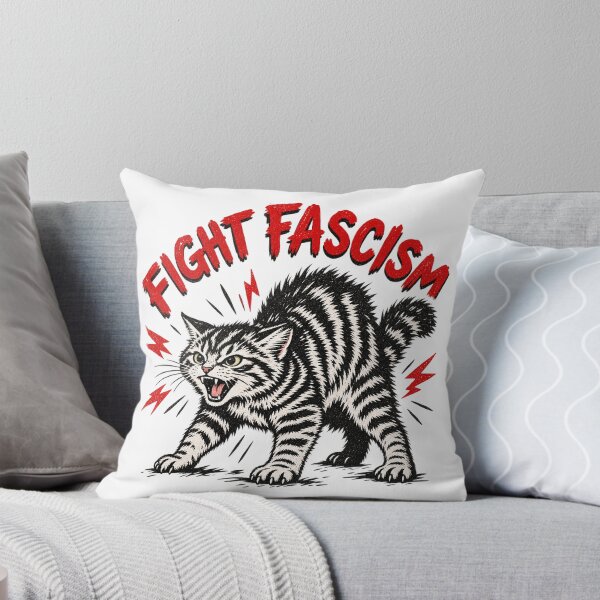 Item preview, Fight Fascism Hissing Cat - Anti Fascist Vintage Punk Cat Art designed and sold by LandFinStudio.