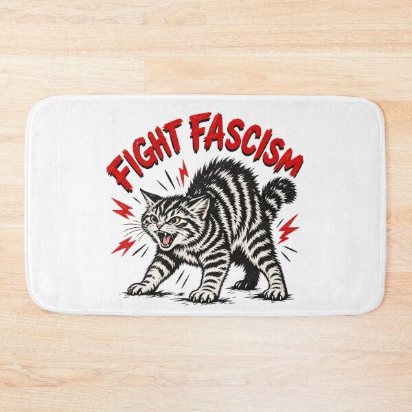 Item preview, Fight Fascism Hissing Cat - Anti Fascist Vintage Punk Cat Art designed and sold by LandFinStudio.